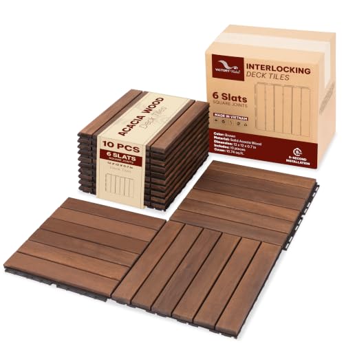 Interlocking Acacia Deck Tiles - 10 Pieces