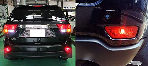 Ijdmtoy Complete Led Rear Fog Light Kit Compatible With Jeep 2011-21 Grand Cherokee Wk2, Compass & Dodge Journey, Includes Brilliant Red Led Bulbs, Red Lens Foglamp Assemblies & Wiring Harnesses #TOP5