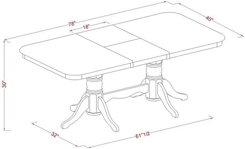 Miniatura 5 de East West Furniture NAML9-SBR-W - Juego de mesa y sillas de cocina de 9 piezas, incluye una mesa de comedor rectangular con hojas de mariposa y 8