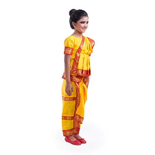 Image of FancyDressWale Cotton Blend Bharatnatyam Dance Dress For Girls (8-10 Years, Yellow)
