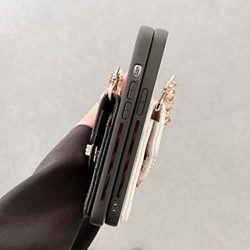 Capa de telefone feminina de couro tipo carteira de cordão para iphone 13 12 11 pro max se x xs xr 8