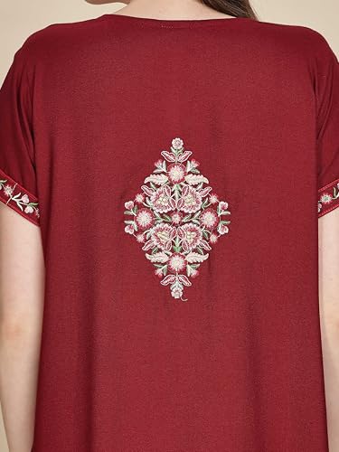 Image of 9shines Label Stylish Alpine Nighty Maxi for Women | Full Length Trendy Nightgown | Premium Nightdress | Nightwear | Heavy Embroidery Nighty with Pockets(2891)