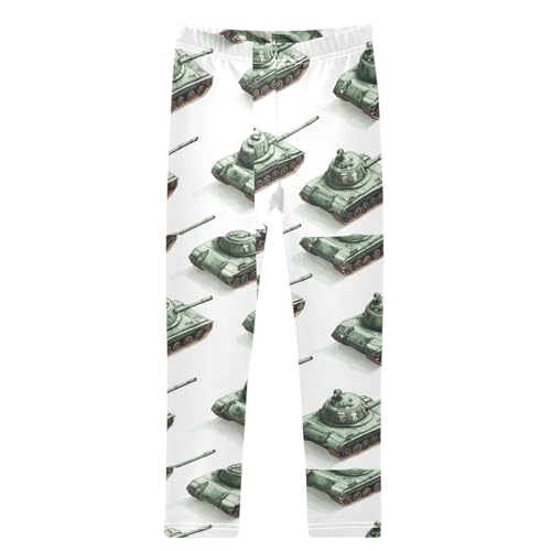 Boccsty Watercolor White Green Military Tank Girls Leggings Kids Yoga Pants Dance Active Tights 4T