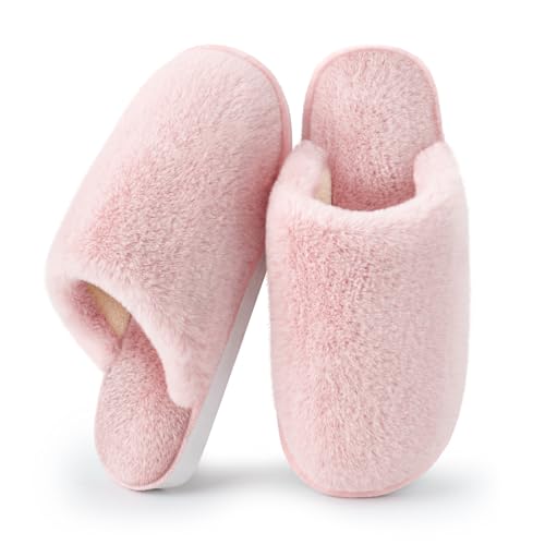 Fluffy Slippers Women,Memory Foam Ladies Slippers for House,Cosy Women's Slippers Faux Fur Lined,Anti-Slip Mens Womens Slippers Outdoor Shoes,Plush Home Slippers for Women,Winter Christmas Gifts