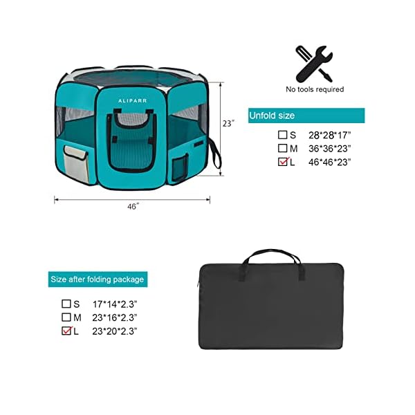 Portable-Pet-Playpen-Foldable-Kennels-Playpen-for-DogCat-Carrying-Case-Travel-Removable-Shade-Cover-Predelivery-Room-Indoor-Outdoor-Water-Resistant-Suitable-for-DogsCatsRabbitsPets Pet Playpen Removable Shade Cover