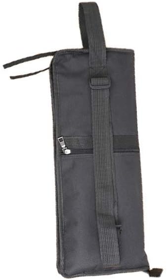 Drum Stick Holder Bag - Drumstick Mallet Bag Case, Black, Unisex, Solid Pattern, Carrying Handle with Shoulder Strap, Fits Up to 8 Pairs of Sticks, Mallets or Brushes, Zipper Closure