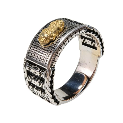 lovdiot Business Wealth Pixiu Ring: temple Blessed - Symbol of Strategic Abundance for Entrepreneurs Negotiations Signings & Financial Success Adjustable 19-23mm - Velvet Gift Box
