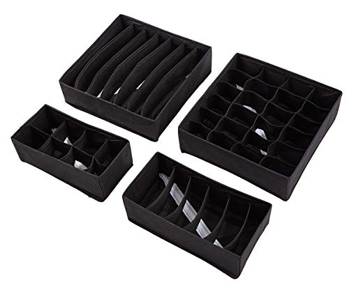 MCIGICM Underwear Drawer Organizer, Bra Houseware Closet Underwear Organizer Drawer Divider, Foldable Storage Box for Bras, Underwear, Socks, Neck Ties