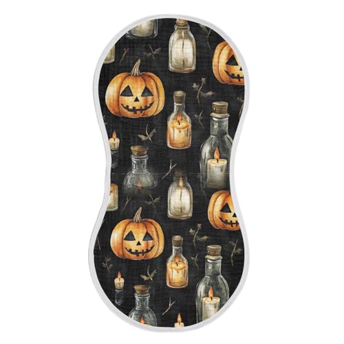 Muslin Burp Cloth for Baby 4PCS Halloween Bottles Super Absorbent Burping Cloths, Bibs for Newborn Boys Girls3