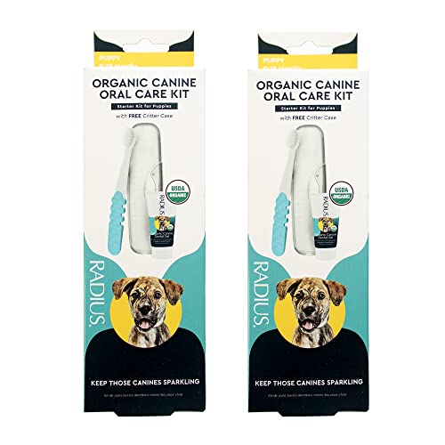 RADIUS USDA Organic Dental Solutions Puppy Kit 2 Units, Kit Includes 1 Dog Toothbrush & 1 0.8oz Toothpaste, Ultra Soft Bristle & Non Toxic Toothpaste for Dogs, Designed to Clean Teeth, Xylitol Free