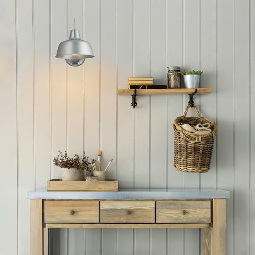 Image of Design House Mason Farmhouse Gooseneck Barn Light, Outdoor Exterior Porch or Patio Wall Light Fixture, Galvanized Gray Paint, 10 Inch Diameter, 1-Pack, 579383