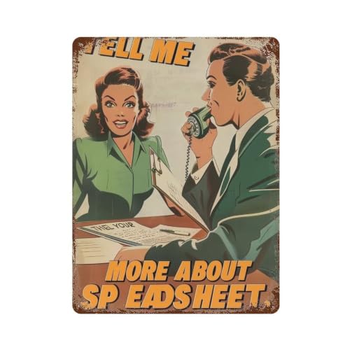 Décoration murale rétro fer Tell Me More Spreadsheet 02 cadeau original collègue