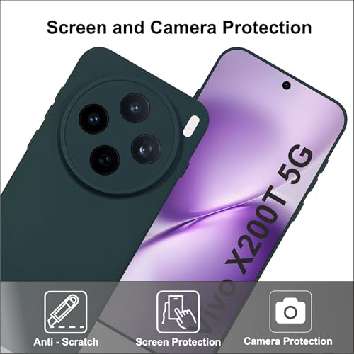 Image of SBMS Silicone Back Cover Case for Vivo X200T 5G | Soft Micro-Fibre Lining Inside | Camera Protection Bump | Shockproof Back Cover Case for Vivo X200T 5G (Candy Cloth Green)