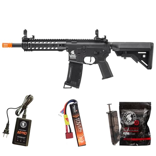 Lancer Tactical Gen 3 Programmable Trigger M4 CQB Lightweight Durable Polymer M4 Airsoft AEG with Lipo Battery & Charger (ETU & MOSFET Included) (Black)