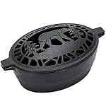 MYFIREPLACEDIRECT Wood Stove Steamer 2.5 Quart, Wood Stove Humidifier with Decorative Bear Pattern, Cast Iron Steamer for Wood Stove Rust Resistant Matte Black