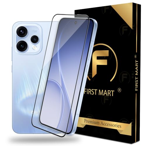 Image of FIRST MART Tempered Glass for Oppo Reno 15 & Reno 15C, 9H Full-Glue Screen Protector, 3D Edge-to-Edge, HD Clear, Oleophobic, Case-Friendly, Black, Pack of 1