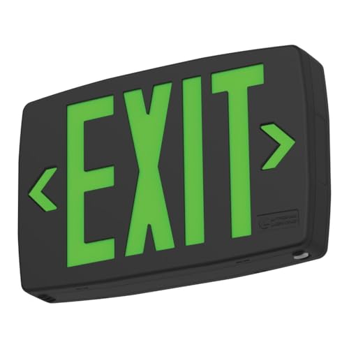 Image of Lithonia Lighting Quantum LED Exit Sign, Dual Sided Emergency Exit Sign, Selectable Red and Green Colors, Pop-Out Chevrons, AC Power with Battery Backup, Black (LQM S B RG MVOLT M6)