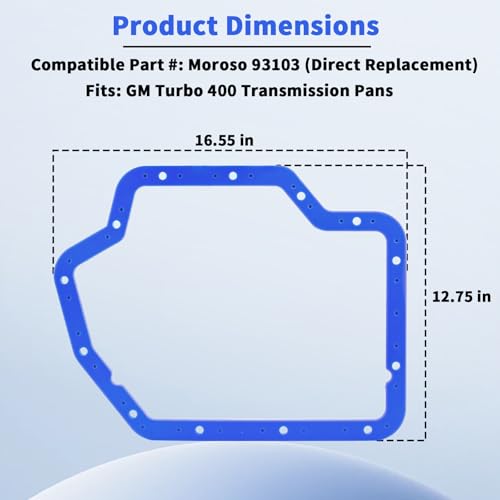 Image of 93103 Transmission Oil Pan Gasket for GM Turbo 400, Compatible with Moroso 93103,3 /16 inch Thick Oil- Rubber with Steel Shim, No RTV Needed
