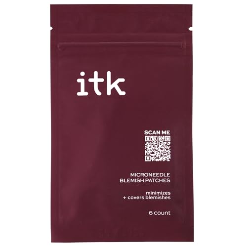 Microneedle Blemish Patches by ITK for Women - 6 Count Patches, Cranberry, 6 Count (Pack of 1)