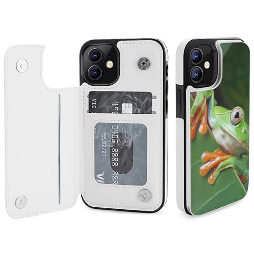 HKMNLEW Tree Frog Baby Print Flip Phone Wallet Case iPhone 12 Mini�p�APU���U�[���C�ϏՌ��d�b�P�[�X�J�o�[ �J�[�h�z���_�[�t��