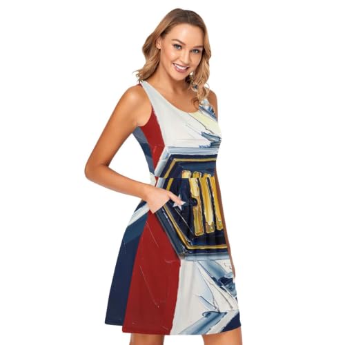 Robe d'été sans manches confortable avec poches style artistique drapeau Utah