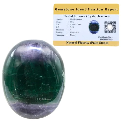 Image of Crystal Heaven Certified Fluorite Crystal Palm Pebbles Stones For Anxiety Stress Relief Massage - Aaa Grade Original Healing Gemstone Agate Palm Stone For Yoga Meditation Spiritual Reiki Feng Shui