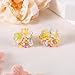 INFUPNET Cute Flower Clip On Earrings For Women Fashion Lovely Yellow Flower Earrings No piercing Earrings Colorful Bloom Bead