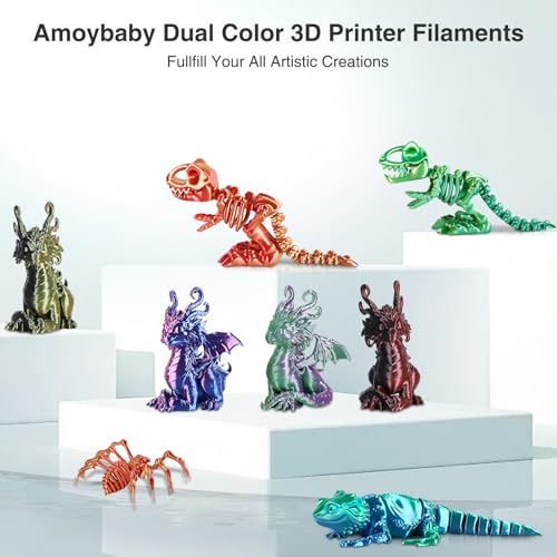 Image of Red Black Dual Color Silk PLA Filament 1KG(2.2lbs), High Speed Halloween Multicolor 3D Printer Filament 1.75mm Fits 3D Printers & 3D Pens