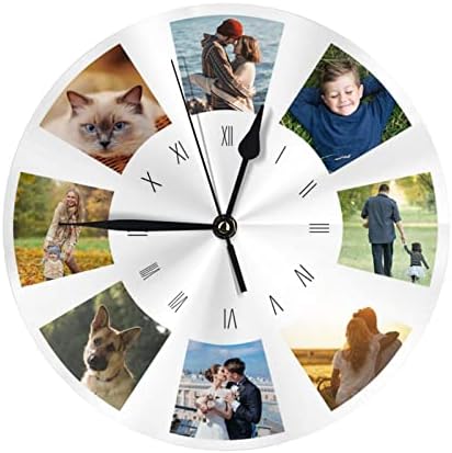 Personalised Photo Clock, Personalized Round Clock with Photo Text, Custom Round Clock, Customized Wall Clock Gift for Mother Father Family Christmas Xmas Wedding Valentines Day Birthday Anniversary
