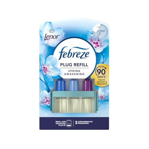 Febreze 3Volution Plug In Air Freshener Refill, Lenor Spring Awakening, Refills (20ML), Odour Fighter & Bathroom Air Freshener, Febreze Plug In Refill 3Volution