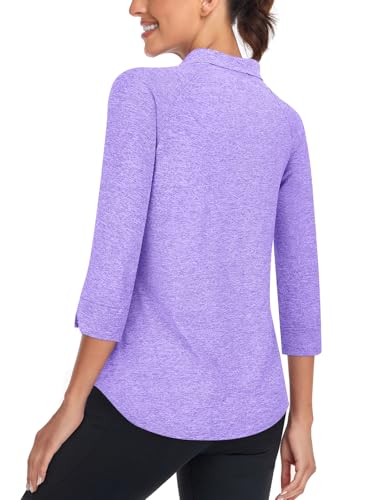 Image of Cucuchy Style Womens Golf Shirt 3 /4 Sleeve Quarter Zip Workout Tennis Tops Quick Dry UPF 50+ Shirts