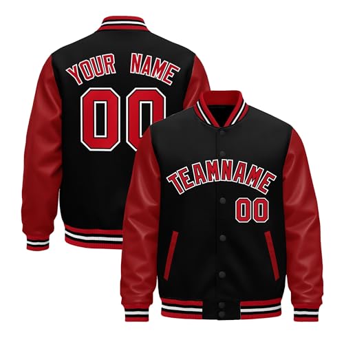 Custom Bomber Jacket Letterman Style Leather Sleeves…