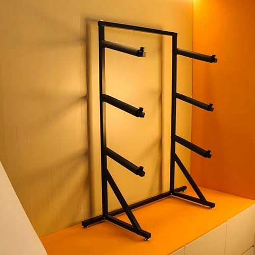Présentoir Métallique À 3 Niveaux pour Snowboards, Skateboards, Skis Et Trottinettes - Solution De Rangement Gain De Place(Noir - 65,5 X 37,5 X 117 Cm)