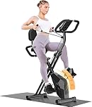 Dskeuzeew Cyclette Pieghevole da Casa 4 in 1, Bicicletta magnetica pieghevole, Cyclette 8 livelli di resistenza, monitor LCD e sensore di frequenza cardiaca