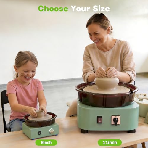 Alldeer Mini Pottery Wheel Kit - 6" Turntable Two-Way Rotation Clay Wheel, Metal Frame, Removable Splash Tray Ceramic Making Kit with 18PCS Sculpting Tools, Pottery DIY Machine for Kids and Beginners — view 6