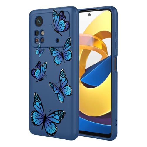 Coque Xiaomi Poco M4 Pro 5G et Redmi Note 11T flexible en TPU silicone à motif papillon bleu
