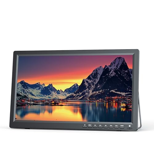 Desobry Portable TV 15.6 Inch 1080P Full HD with DVB-T2 Freeview Built-in Rechargeable Battery for Campervan Camping Outdoor Road Trip Kitchen