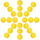 SEWACC Lot de 24 Balles de Practice de Golf en Plastique Jaune Légères pour Entraînement Intérieur et Pratique de Distance Améliorée