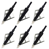 LeeMui ArcheryBroadhead Hunting Broadheads100Grains Screw-in Arrow Archery3BladesHuntingHeadsArrowTips Compatible withCrossbow andCompoundBowCamouflage Colors Hunting Arrows (Black-6PK)