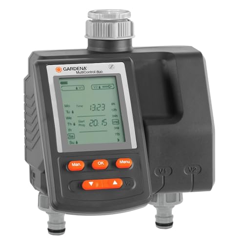 Computer per Irrigazione Gardena Multicontrol Duo: Controllo Automatico D'Irrigazione, Programmabile, Sino a 3 Irrigazioni Al Giorno (1874-20)