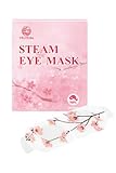 Veloura Steam Eye Mask, Pink Cherry Blossom Design, Disposable Self-Heating Masks for Eye Fatigue Relief, 10 Pack