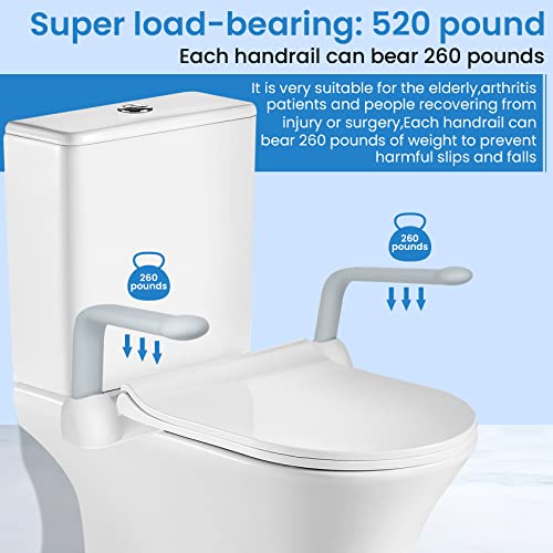 Toilet Safety Rails,Toilet Rails Heavy Duty (520 Lbs) Hand Rail,Toilet Seat Riser With Handles,Easy Installation For Handicap Senior Bariatrics, Elderly Balance - Padded Hand Armre #TOP4