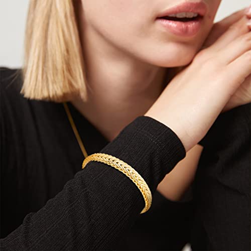 Ykkzart Cuff Bracelets For Women 14K Gold Plated Dainty Cuff Bracelets Chunky Weave Braided Twisted Bangles Open Cuff Bracelets Simple Jewelry Gifts #TOP2