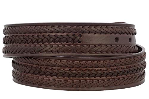 El Presidente - Mens Brown Braided Woven Cowboy Belt Leather Removable Buckle2