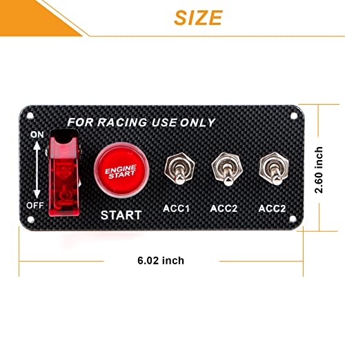 Ignition Switch Panel (12V) 5 In 1 Car Racing Switch Panels With Led Toggle Switches Push Button Ignition Switch Kit For Truck Rv Race Reenkey (Carbon Fiber) #TOP2
