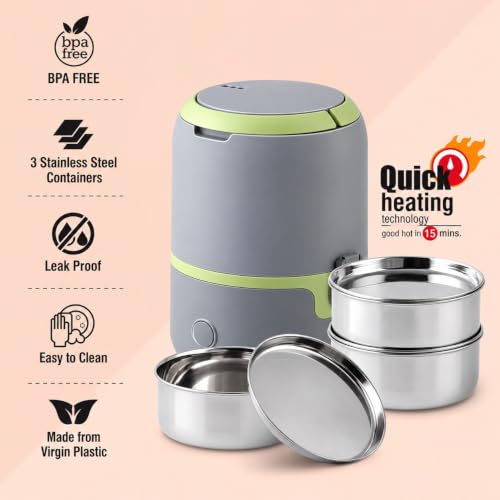 Image of Electric Lunch Box for Office Stainless Steel Container 300X3 ml