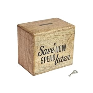 Handmade Wood Money Bank – Piggy Bank with Lock – Gifts for Kids, Girls, Boys & Adults – Big Size Coin Saving Box by FIRSTWOODEN