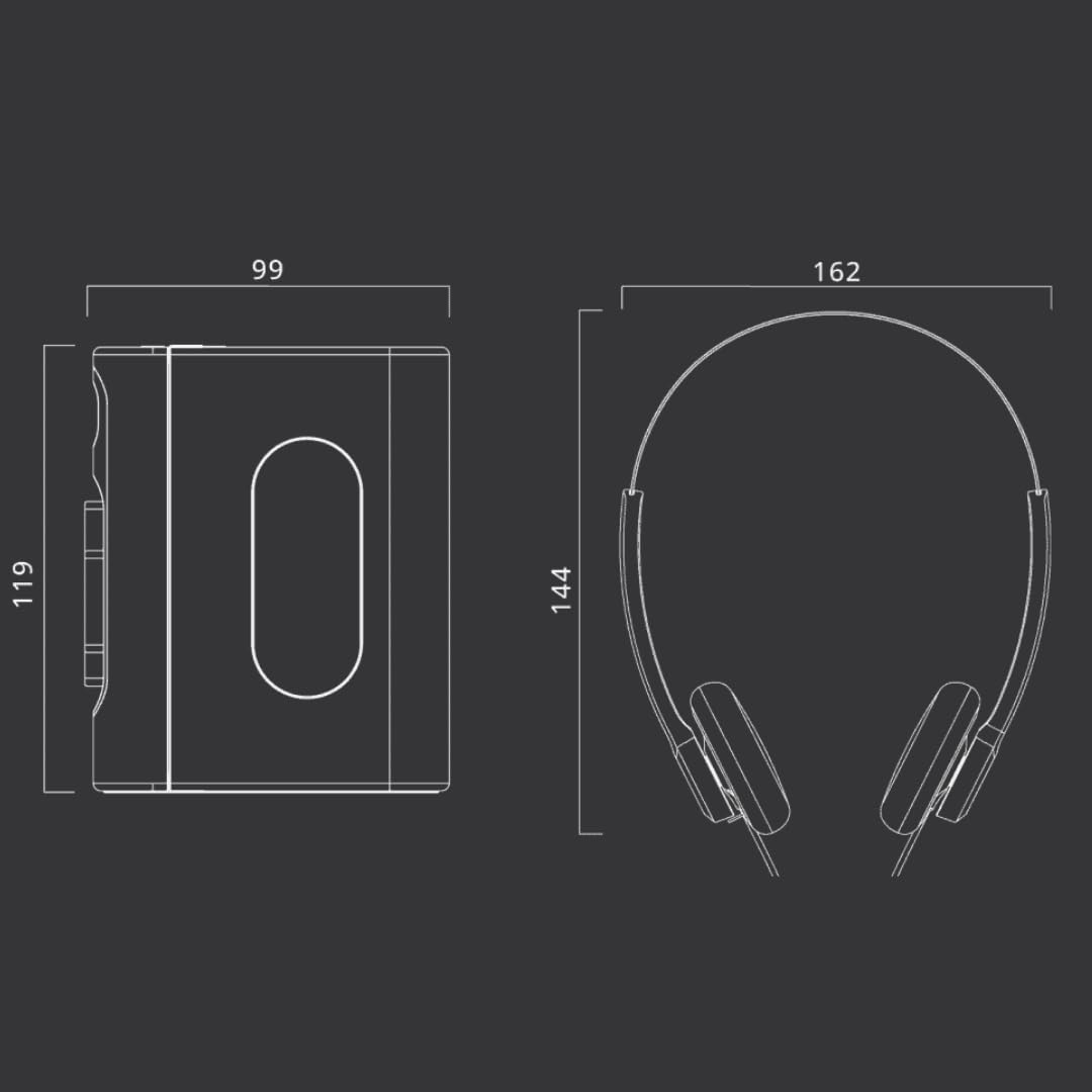 M-136 WM Tragbarer Kassettenspieler mit Bluetooth-Sender, USB-C Akku, 3,5-mm-Klinke, Stereo-Kopfhörer, 5 Std. Wiedergabe