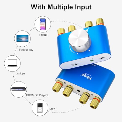 Facmogu SKU17021 F900S 160W Mini Bluetooth 5.0 Power Amplifier, 2 Channel 80Wx2 Stereo Hi-Fi Digital Amp, Portable Wireless Audio Receiver Sound Speaker Amplifer thumb #5
