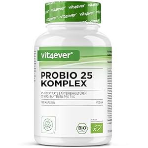 Probio 25 – Kulturen Komplex mit 32 Mrd Milchsäurebakterien & 25 Bakterienstämmen + Bio Inulin je Tagesdosis – 180 magensaftresistente Kapseln – Hochdosiert – Vegan